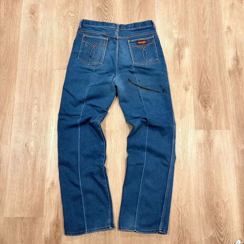 Vintage 70s Wrangler Bootcut Jean Men's Size 32x31 Blue Talon Zipper 8544OPS